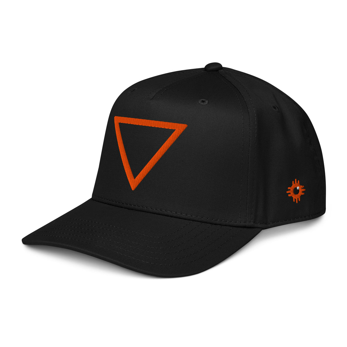 Ashay Way x EMPYREAN collab snapback dad hat in black, three-quarter front view from the left