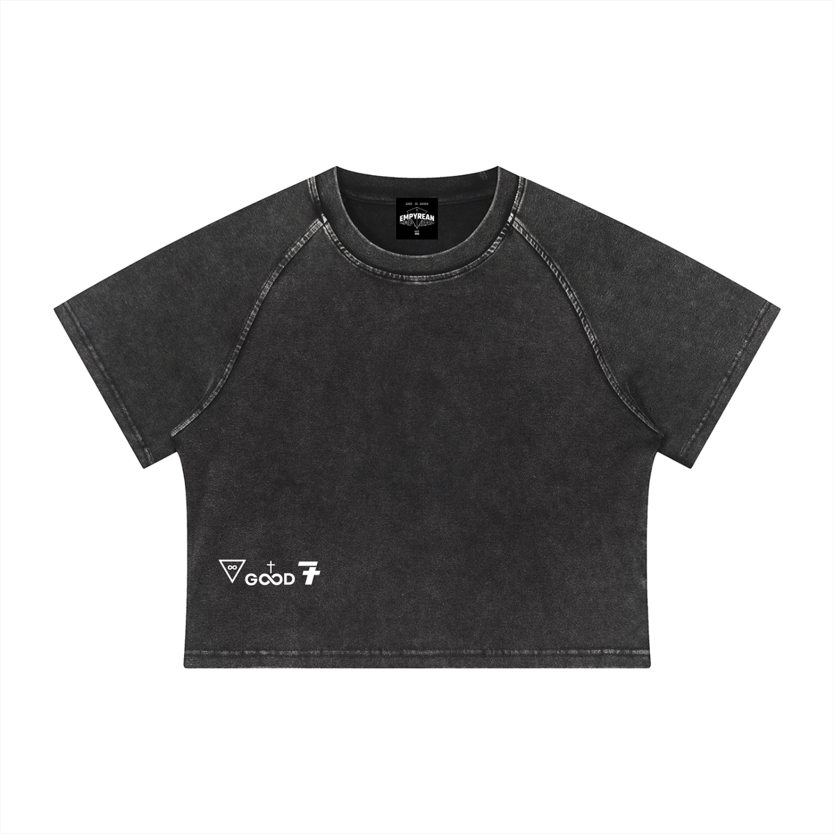Established by the Infinite Creator Mineral Wash Raglan Crop T-Shirt