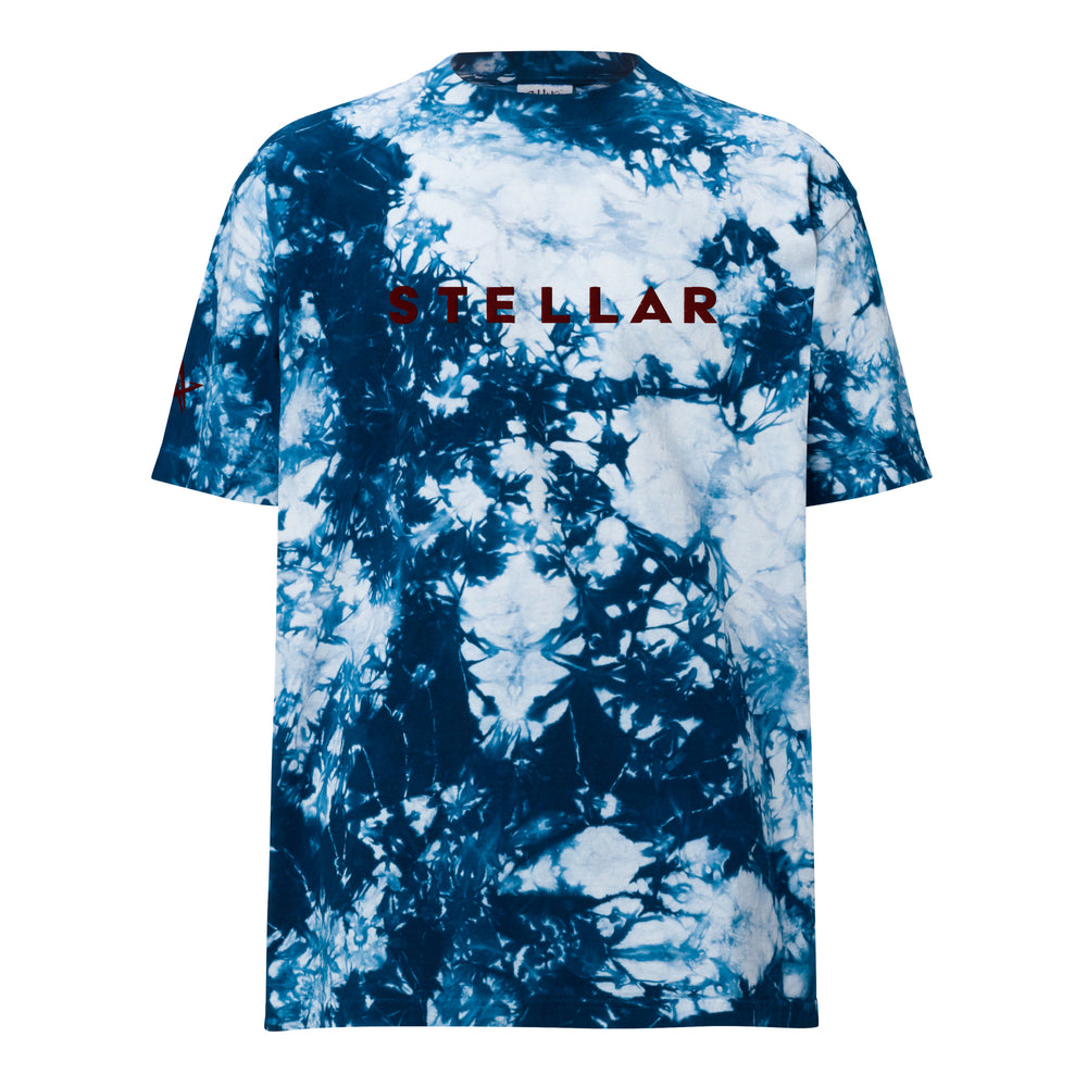 Camiseta oversize con efecto tie-dye en azul marino y blanco Stellar